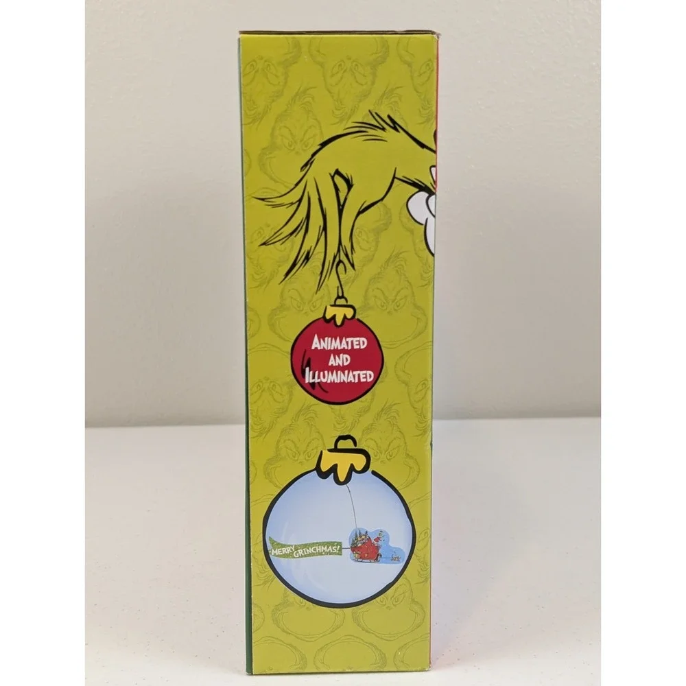 New Dr Seuss Grinch Sleigh Animated Christmas Tree Topper Merry Grinchmas LED